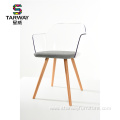 New design PC clear Plastic wood frame armchair